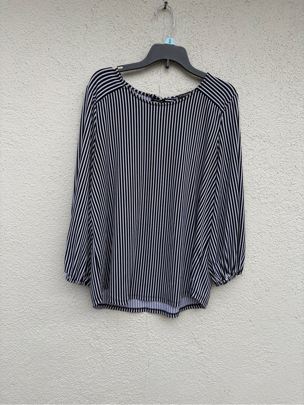 Adrianna Papell Striped Long-Sleeve Blouse - Black and White Women’s Size M